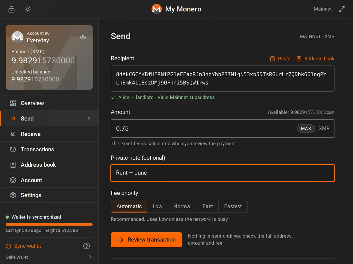 Send with live address checks